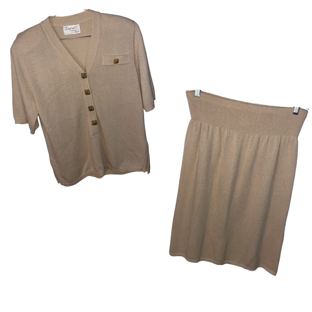Vintage Laura two piece sweater skirt set sz 12 p EUC